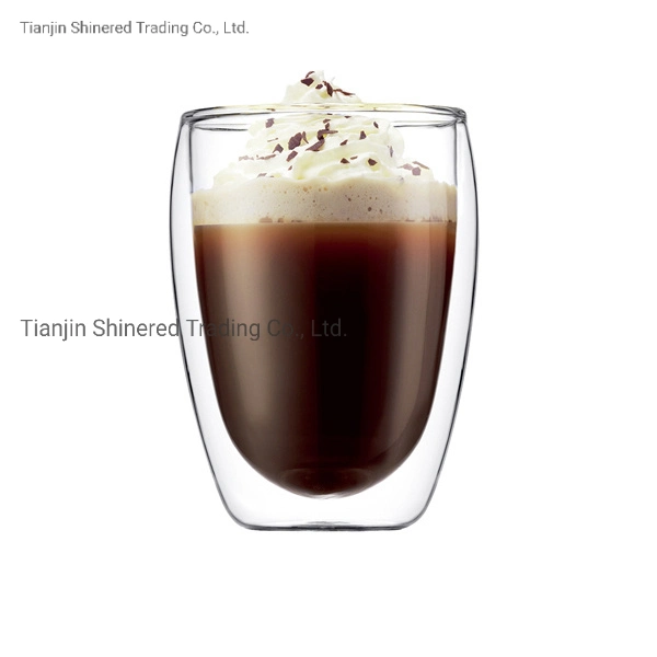 350ml (12oz) Doppelwand Glas Tee Tasse Kaffee Becher Glas Kaffeetasse mit Deckel