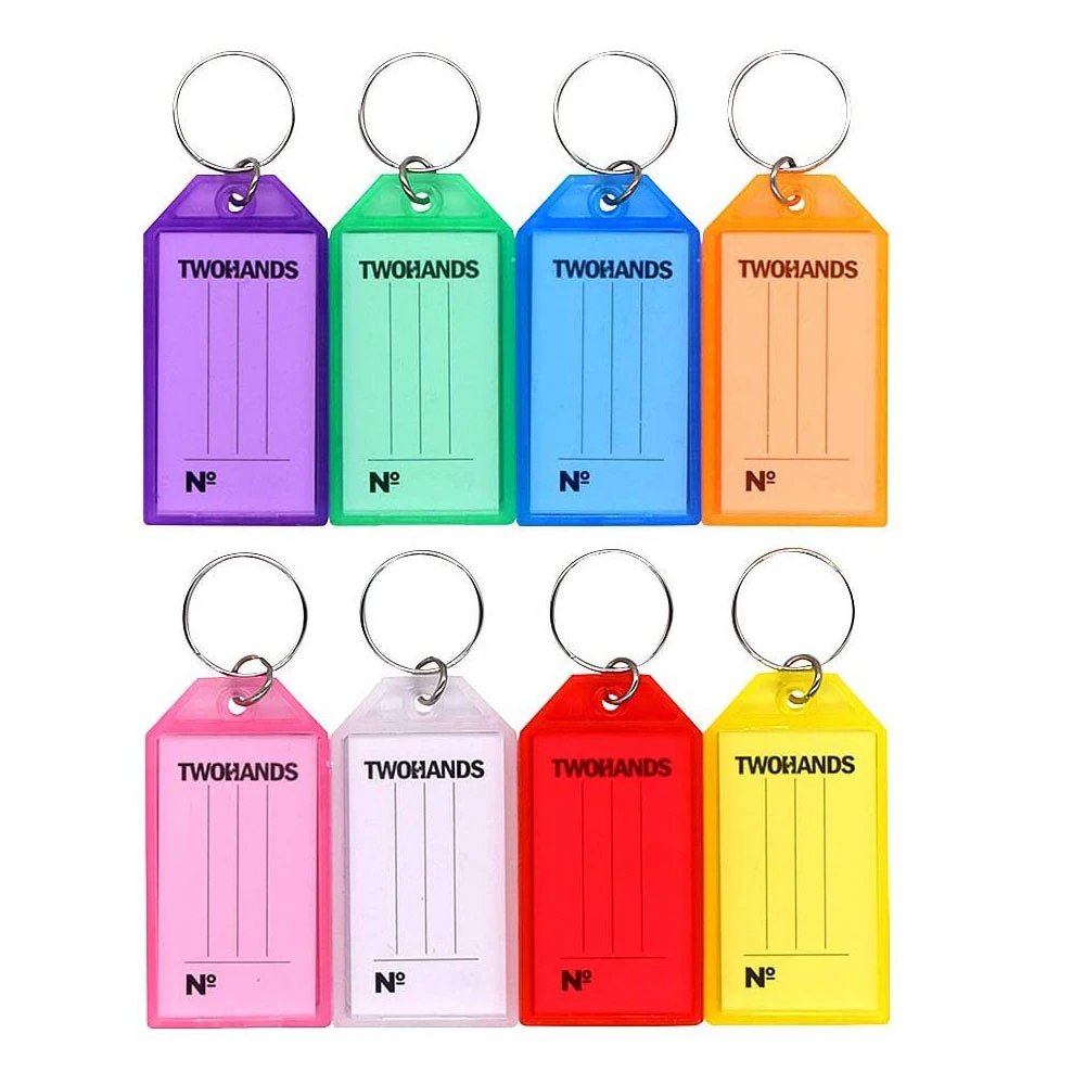 Tough Plastic Flip Key Tags with Split Ring Label Window Keychain Tag Waterproof Plastic Key Tag