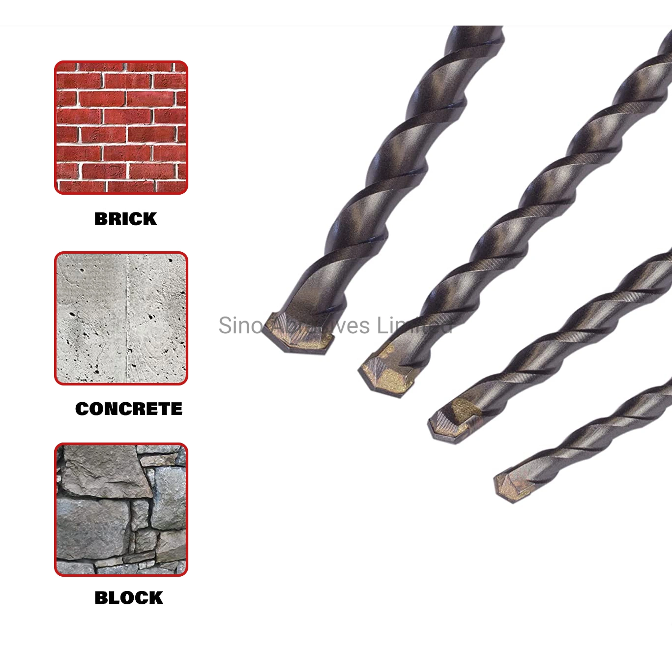 SDS Plus Rotary Hammer Drill Bits with Carbide Tip for Drilling Concrete, Masonry