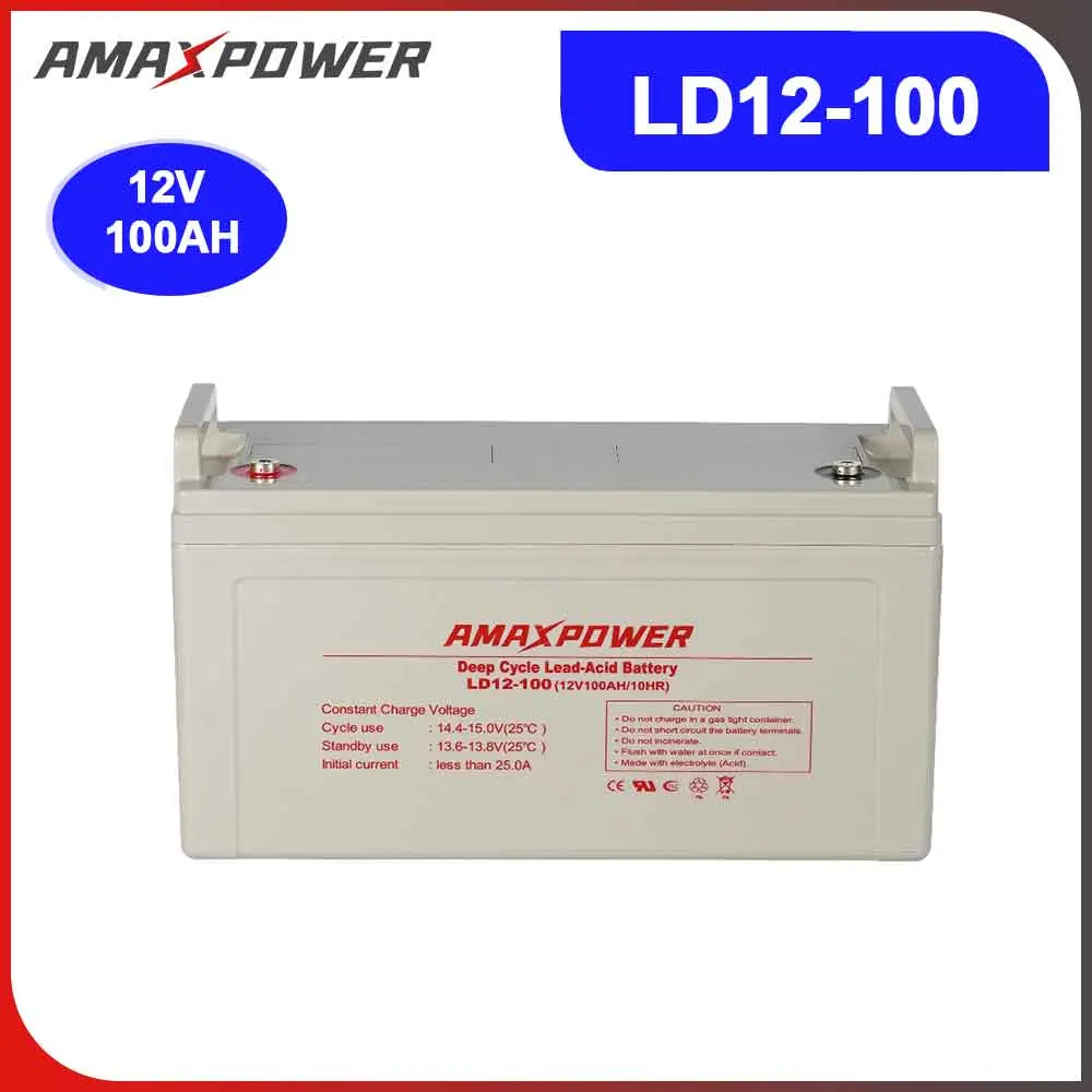 Amaxpower 12V 100ah baterias recarregáveis bateria de chumbo ácido UPS Backup Solar System bateria 12V100ah Equipamento de comunicação / carga profunda, / emergência