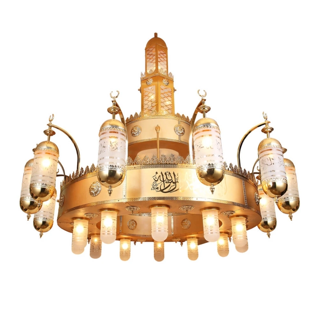 Zhongshan Fabrik Moschee Customized Design Islamische große Beleuchtung Regal K9 Kristall Custom Tempel Kronleuchter