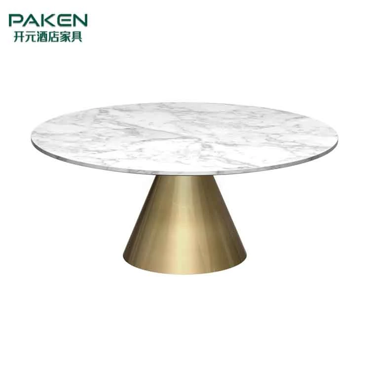 Stainless Steel Side Table & Center Table & Tea Table with Marble Top Hotel Furniture