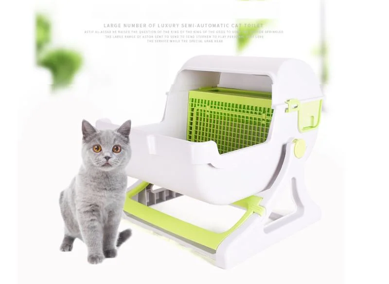 Semi-Closed Design Quick Cleaning Pet Toilet Semi Automatic Cat Litter Box Cat Litter Tray Deodorant Training Kit Wbb18600