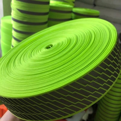 Hochwertige Vorsicht Webbing Custom Elastic Coated Webbing Fluoreszierendes Polyester Reflektierender Riemen