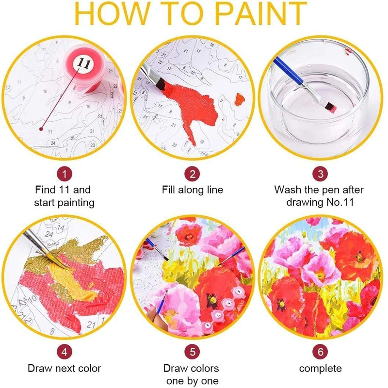 Pintar por números para niños DIY Óleo Pintura lienzo por números con marcos