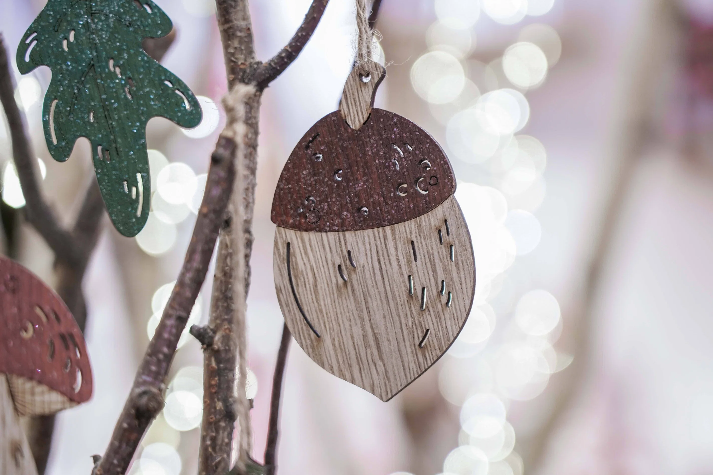 Creative Handmade Wood Craft Xmas Tree Hanging Pendants Small Gifts Wooden Christmas Ornaments Set