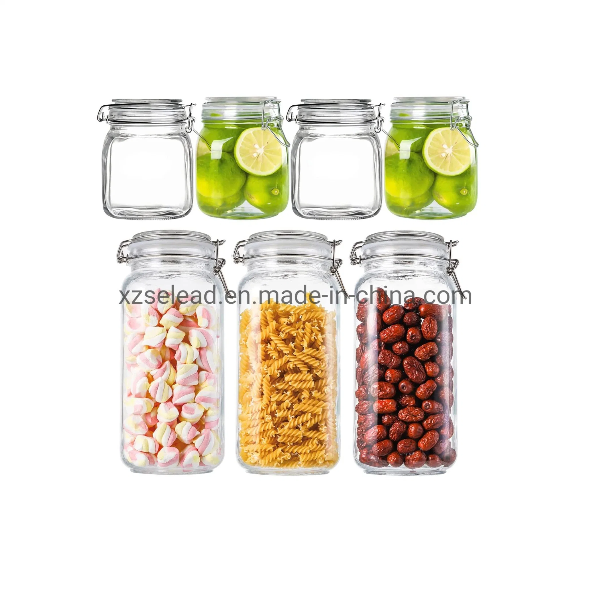أواني زجاجية لدورق تخزين الزجاج مع غطاء زجاجي لتخزين الطعام استخدام المطبخ