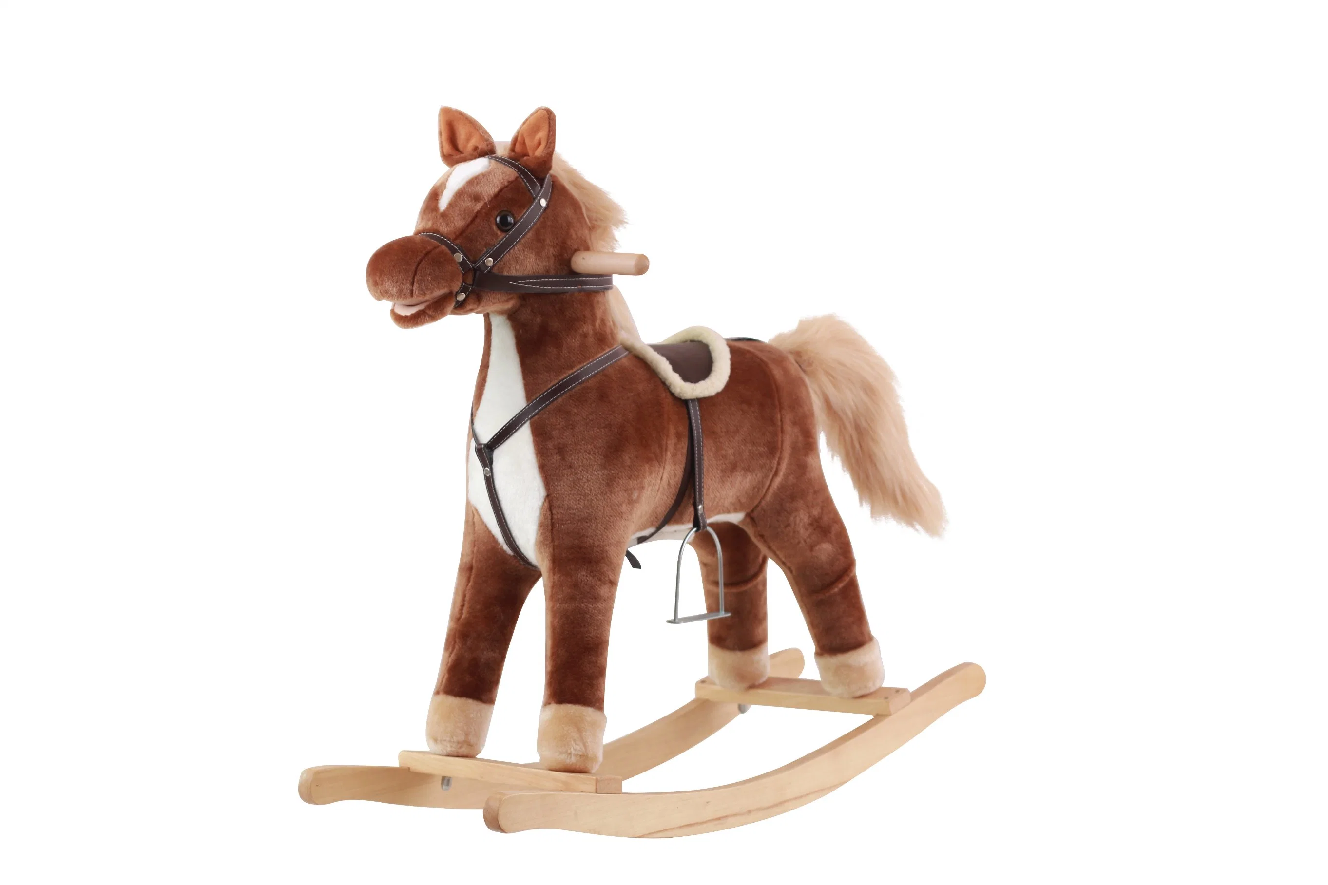 OEM ODM Ride en Trojan eléctrico Plush Toy Custom Kids Juguete de caballo de madera