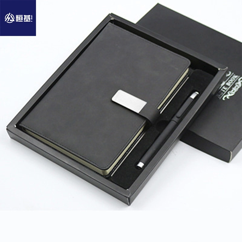 Business A5 Notebook Office Gift Thickened Diary Book Goat Leather Notebook with Pen