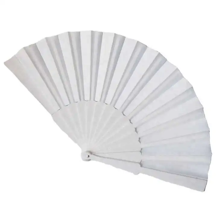 Plastic Bone Fan Silk Cloth Blank Folding Fan Chinese Style Dance Fan Pure Color Taichi Plain Morning Exercise DIY Craft Paint