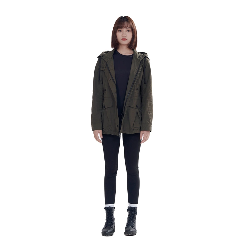 Spring and Autumn Women's Windproof Army Green Windbreaker Coat