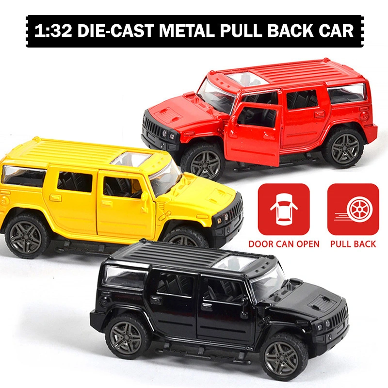 1: 32 High Quality Die Cast Car Model Metal Toy Pull Back Car Toys Kids Alloy Car Simulation Hummer Diecast Vehicle Toy Children Car Metal Car Toys