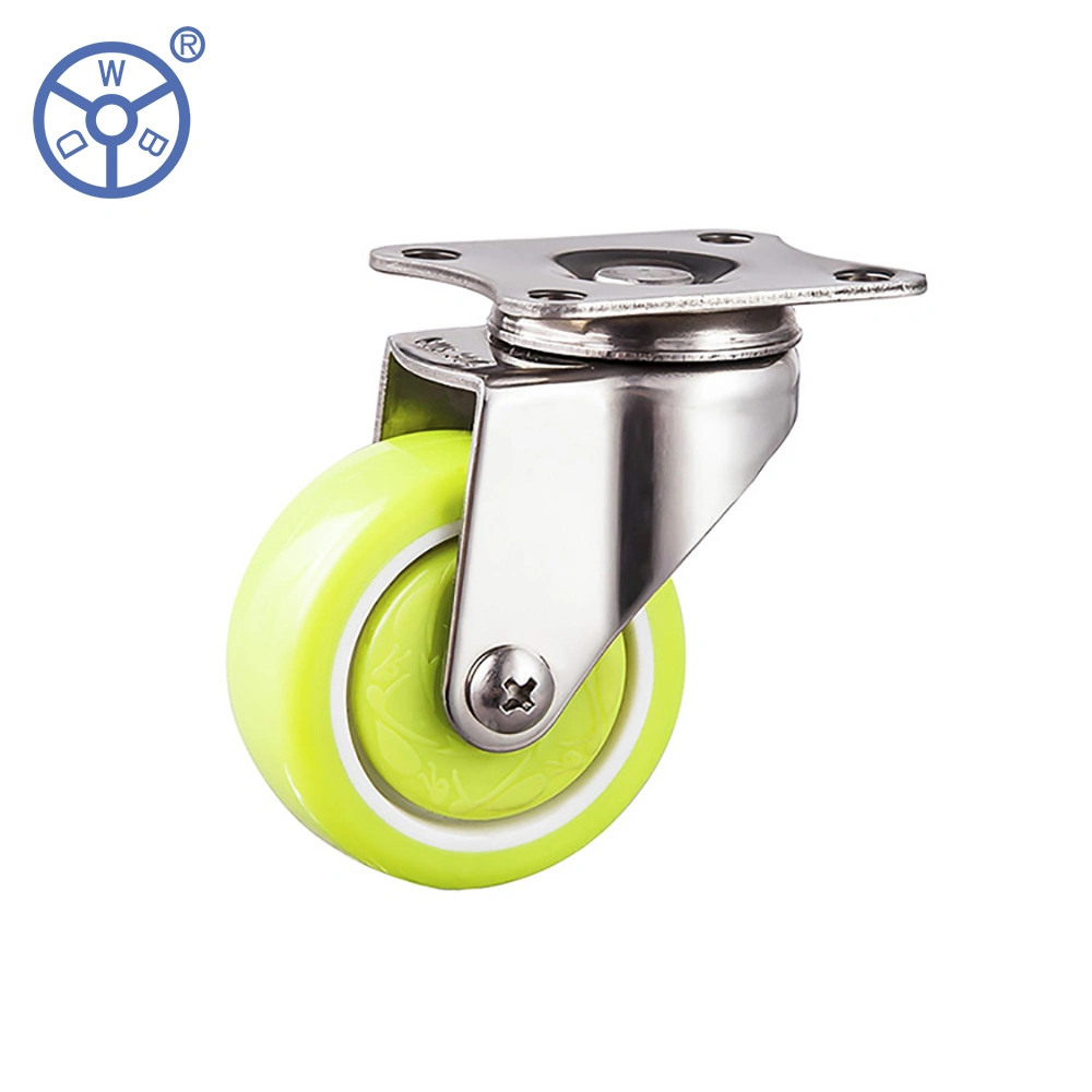 OEM Small 1.5 Inch 2inch Stainless Steel Green PU Ball Bearing Light Duty Ruedas Pesadas