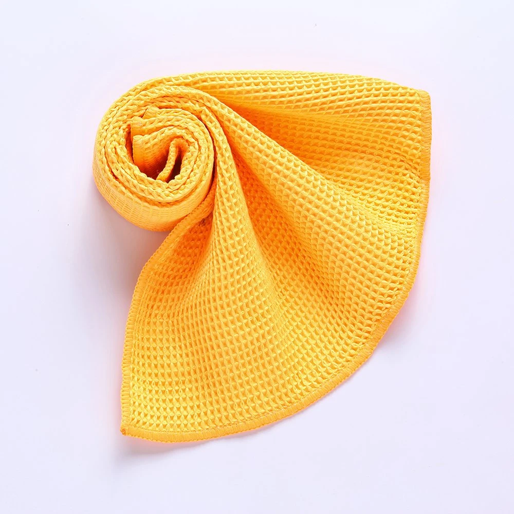 Serviettes de cuisine jaune moutarde ensemble d'essuie-tout absorbant 100 % microfibre, essuie-mains Waffle Weave, essuie-tout ultra doux, serviette à vaisselle à séchage rapide