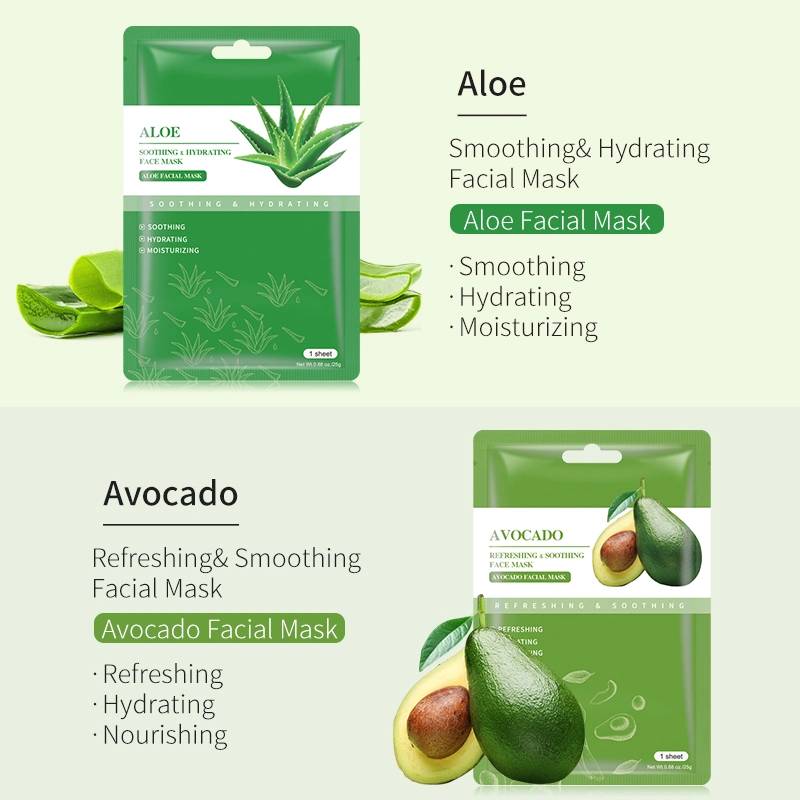 Wholesale/Supplier Korea 6 Types Moisturizing Lightening Facial Mask Honey Aloe Coffee Face Mask Sheet Soothing Whitening Skin Care Facemask