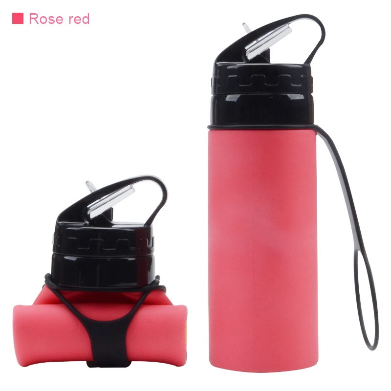 2021 Silicone Drinking Water Bottle Amazon Hot Sale Food Grade Foldable Water Cups with Holder Universal Water Mug