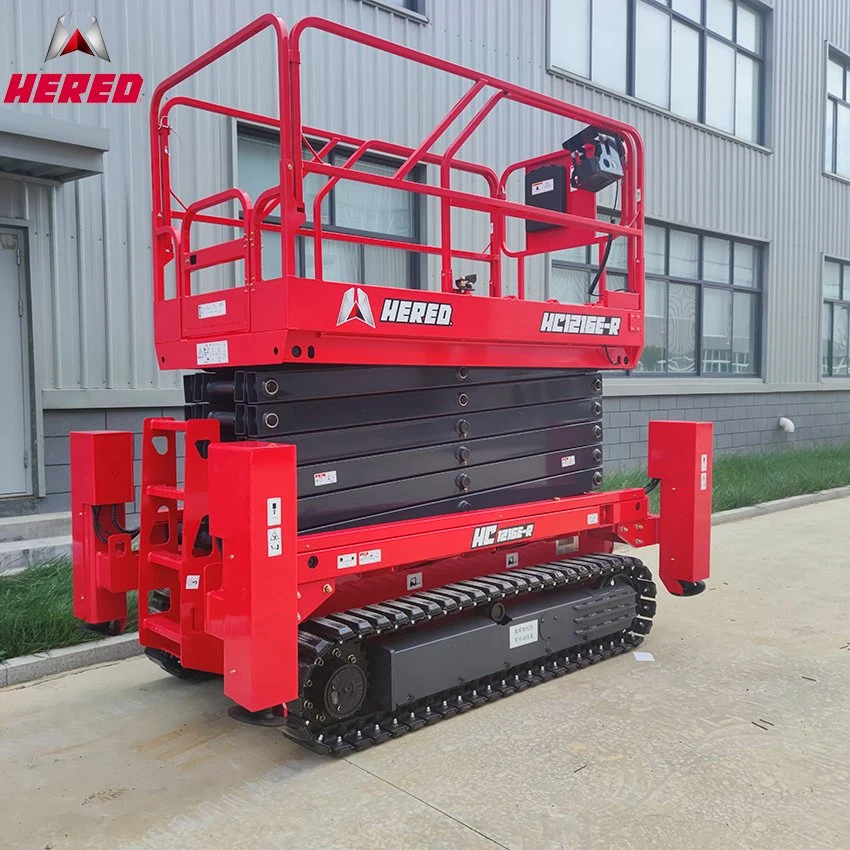 Hered 14m Crawler Scissor Lift Hydraulic Rough Terrain Aerial Work Platform