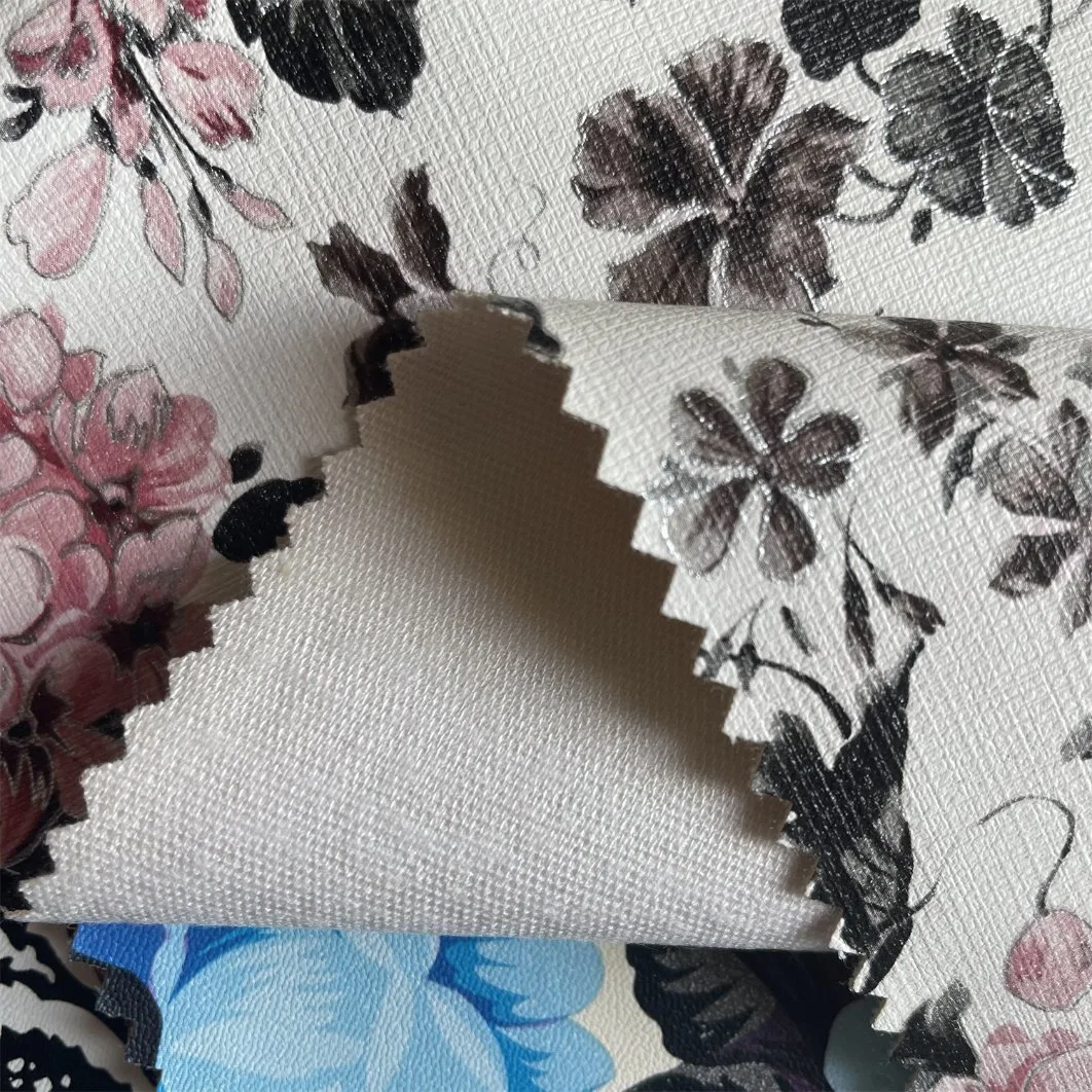Floral Printed PU Artificial Leather for Garment, Sofa and Decoration