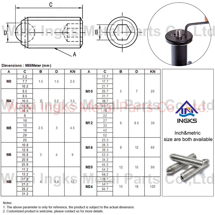 Anti-Rust Stainless Steel Inox Ball Point Hexagon Socket Set Screws Grub Screw