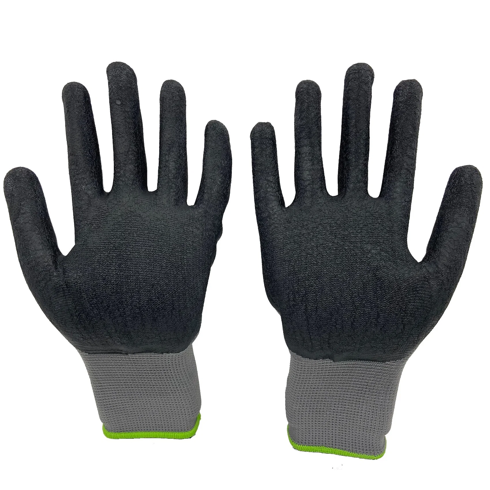 Black Crinkle Pattern Qualified Latex Coated Work Gloves Latex Coated Work Gloves