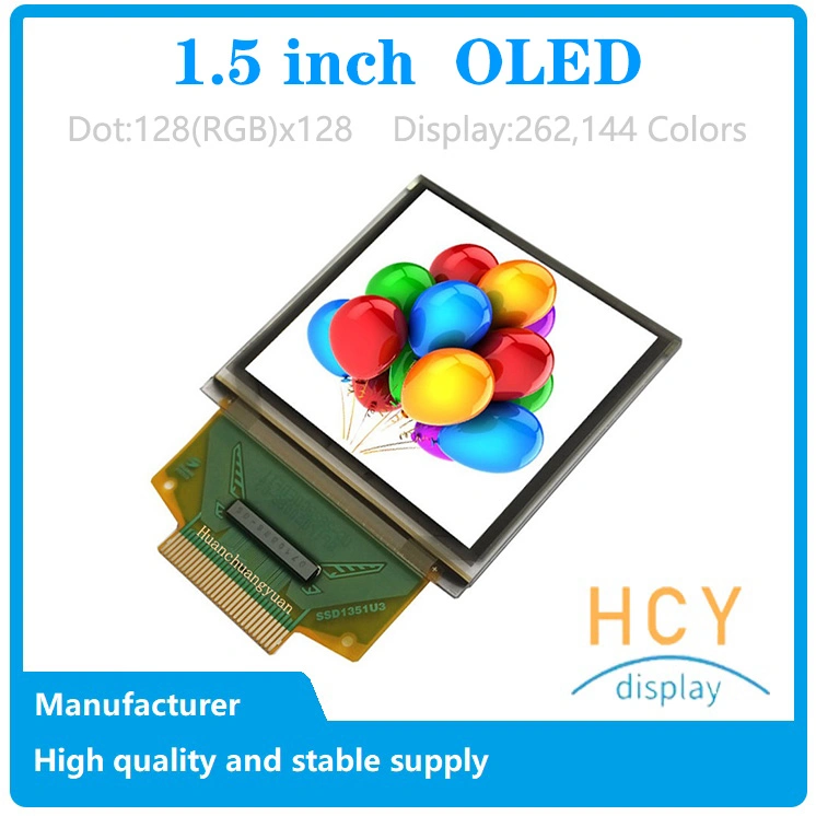 Full-Color Pm-OLED Display for Handheld Device: 1.5-Inch 128x128 with Wide Temperature