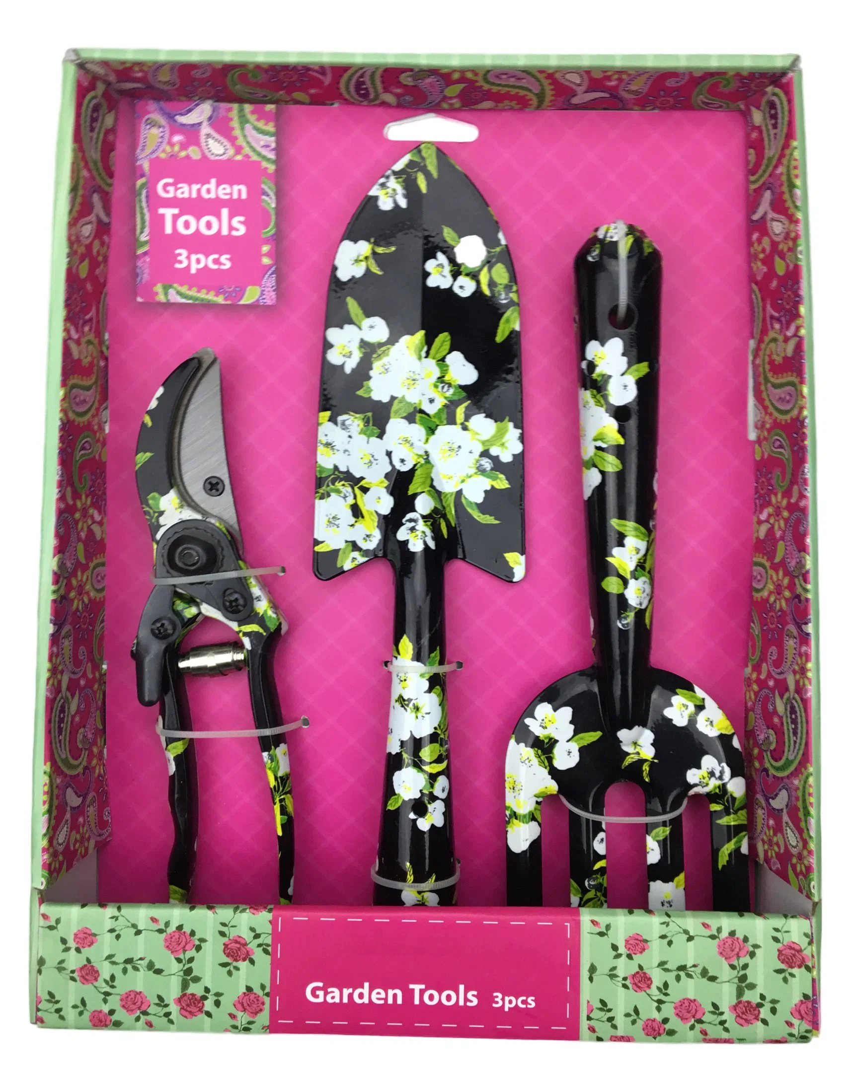 Iron Lady's 3PCS Floral Printed Tools, Shovel, Fork and Pruning Shears, Garden Tools