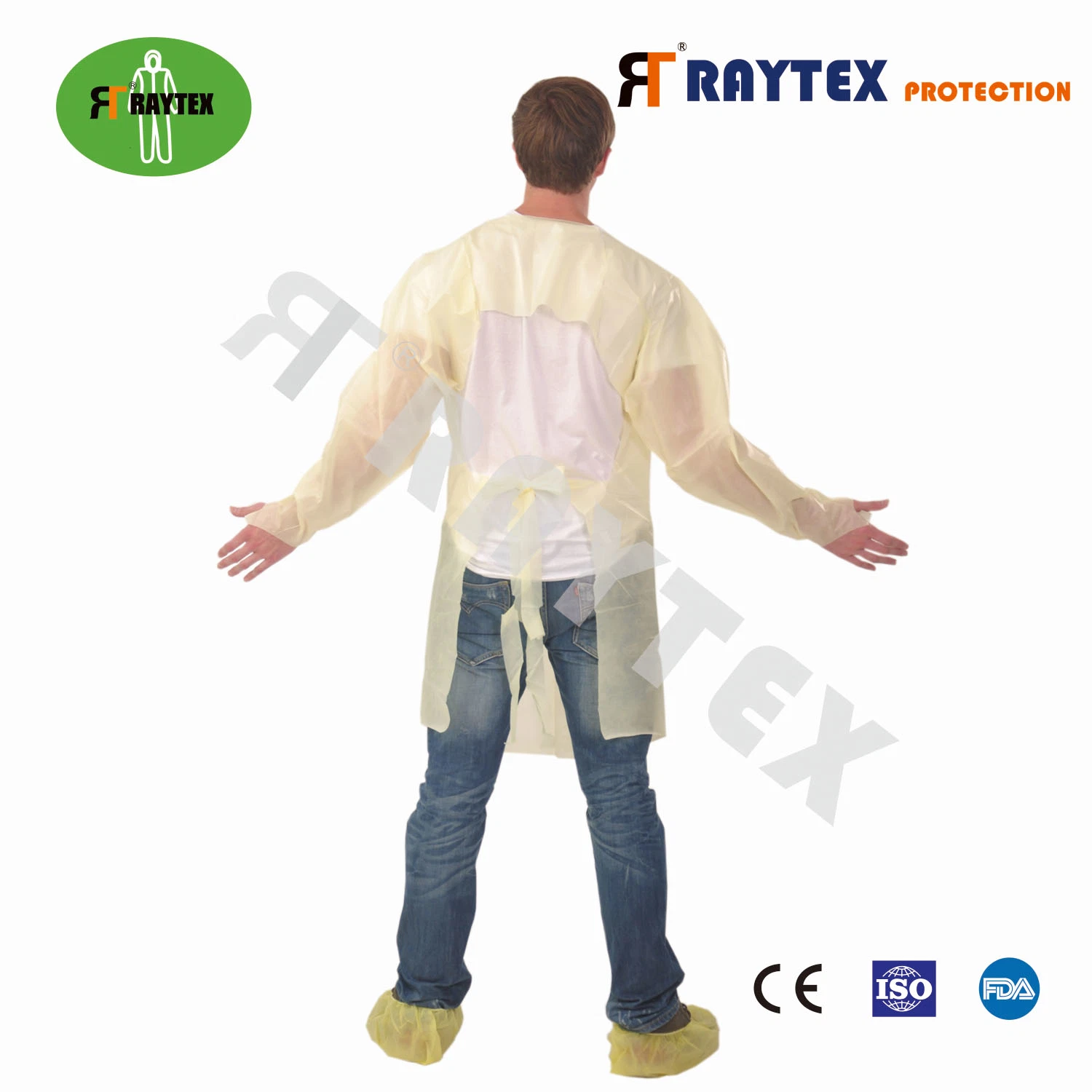 Waterproof Heat Sealed Disposable SMS Nonwoven Isolation Gown with Knitted/Elastic Cuffs