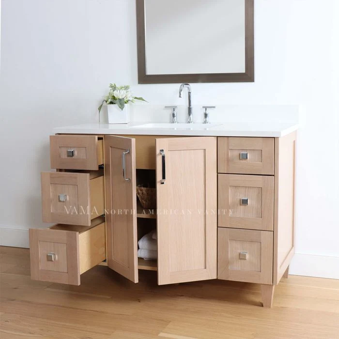 Vama 48 Inch Modern Hot Selling Floor Standing Solid Wood Cabinet Quartz Table Top Bathroom Vanity From China Suppliers A220648