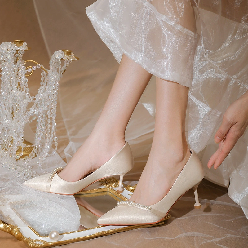 White Stilettos Pearl Wedding Shoes Everyday Women's Shoes