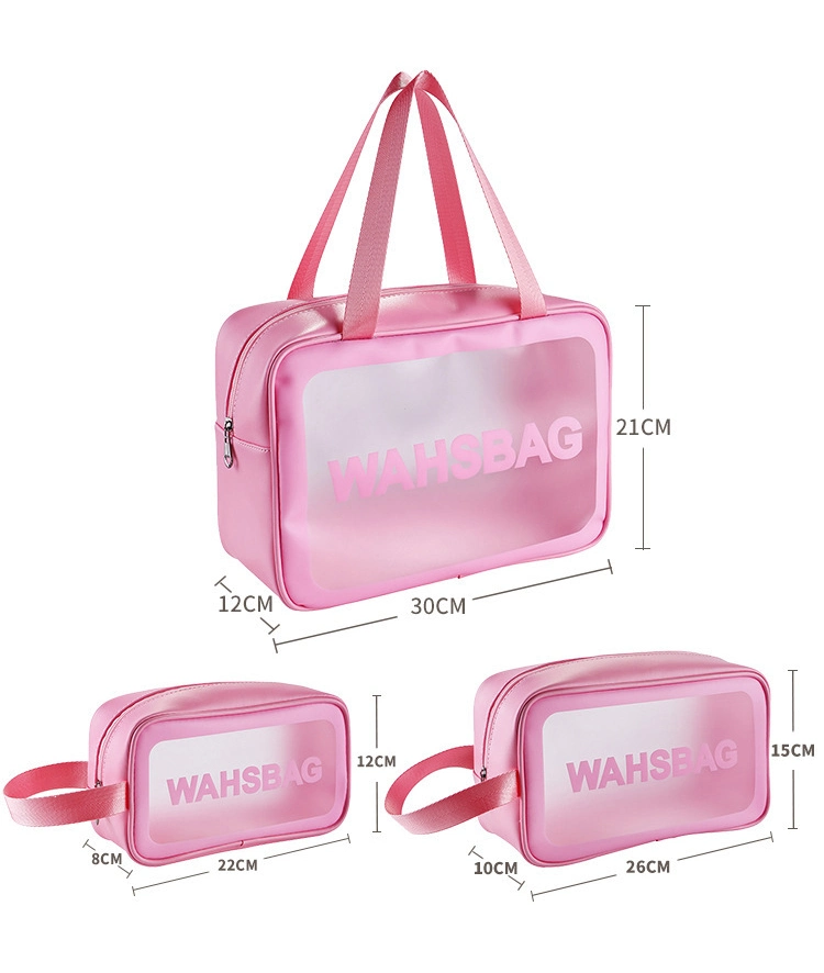 PVC Transparent Makeup Lady Wash Bags Custom Logo Travel Organizer Large Capacity Cosmetic Storage Bag Clear Bags