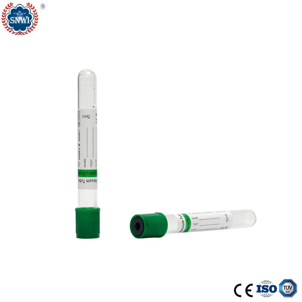 Wholesale/Supplier Medical Disposable Green Cap Heparin Lithium Additive Vacuum Blood Collection Tube