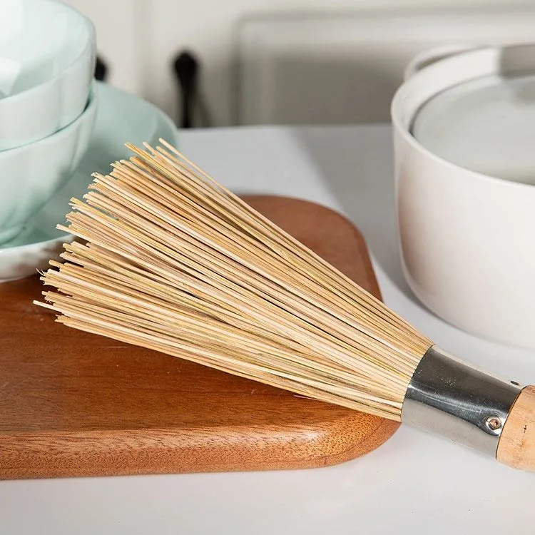 Mango de madera natural de bambú de cepillo de limpieza Pan limpio de cocina wok cepillo