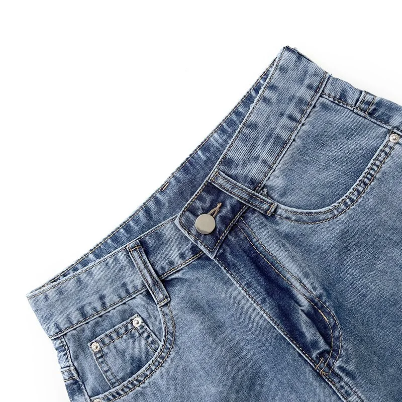 Suelta toda la temporada de verano de zafiro de gran tamaño Dama Denim Jeans Mujer