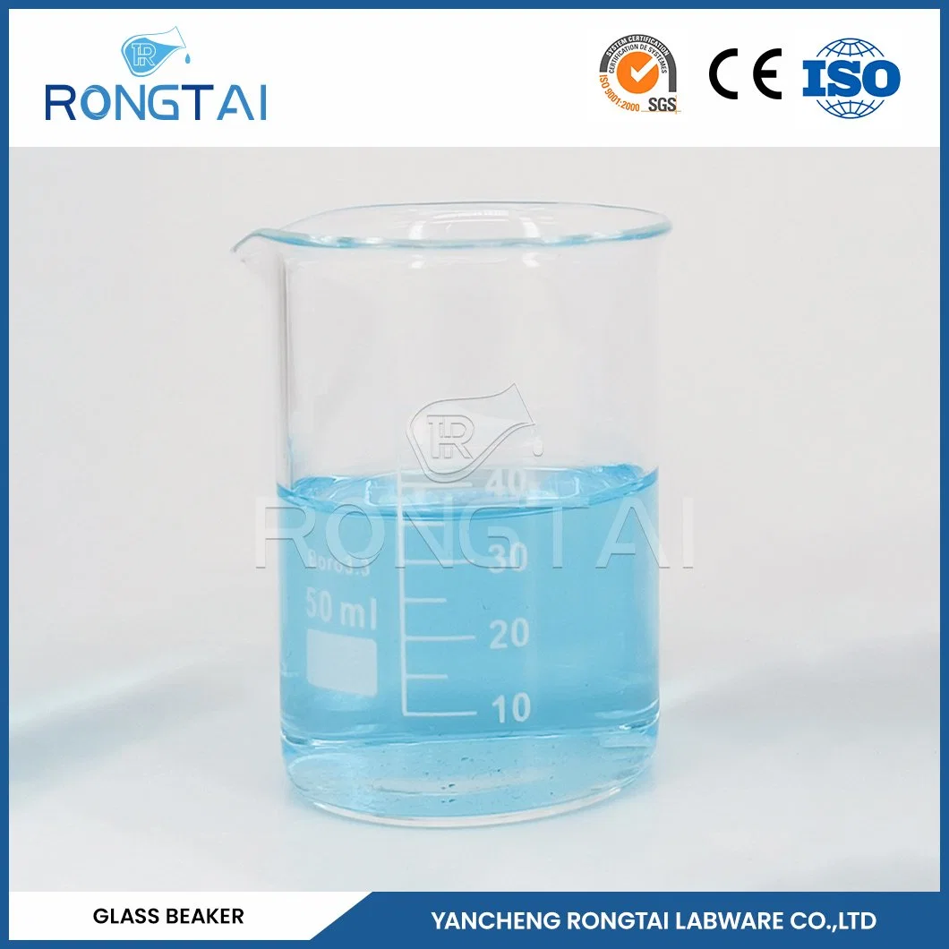 Rongtai Laboratorio de vidrio 5ml Fabricantes Ciencia de la Cura China 800ml 1000ml Vaso de vidrio resistente al calor