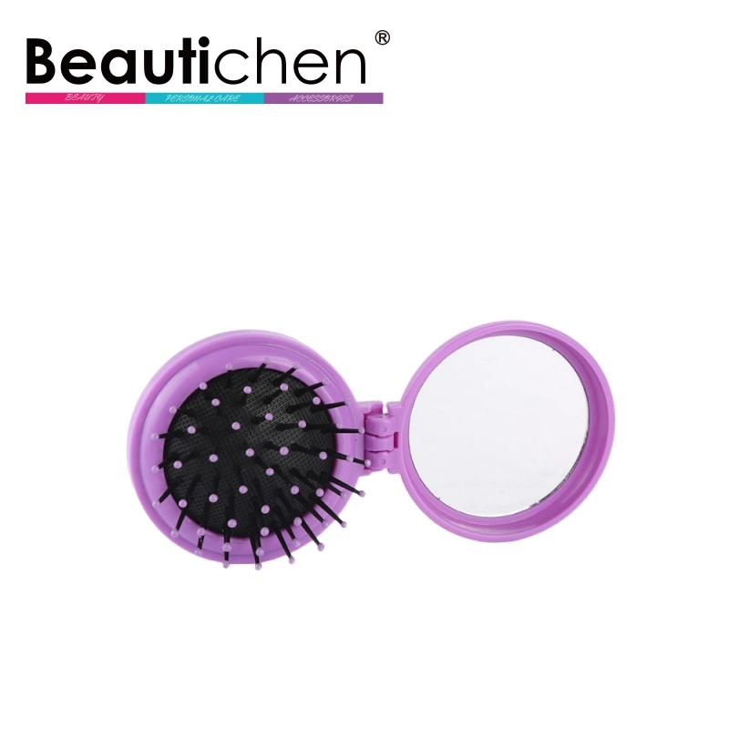 New Pocket Hair Brush Plastic Comb Private Label Size Mirror Set with Foldable Cheap Women Kids Plastic Hair Brush