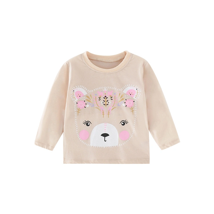 Nouveau style 2-6y Tshirt bébé fille vêtements pour enfants manches longues Vêtements d'été 100 % coton pour enfant