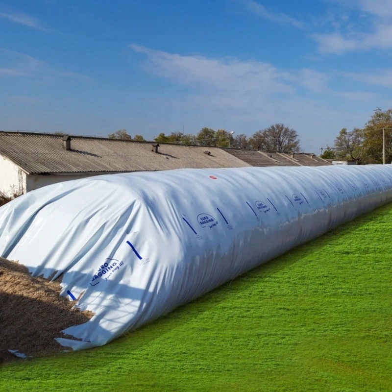 Los fabricantes PE blanco y negro 9ftx60M/75m de la bolsa de Silo Bolsa de grano ensilado mangas para el almacenamiento de granos de maíz callos