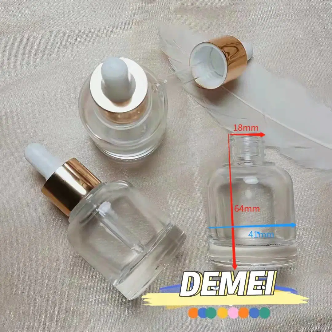 Win-Pack 30ml Round Shoulder Serum Silver Glass Essential Oil Dropper Bottles Custom Printing Available Cosmetic Packaging