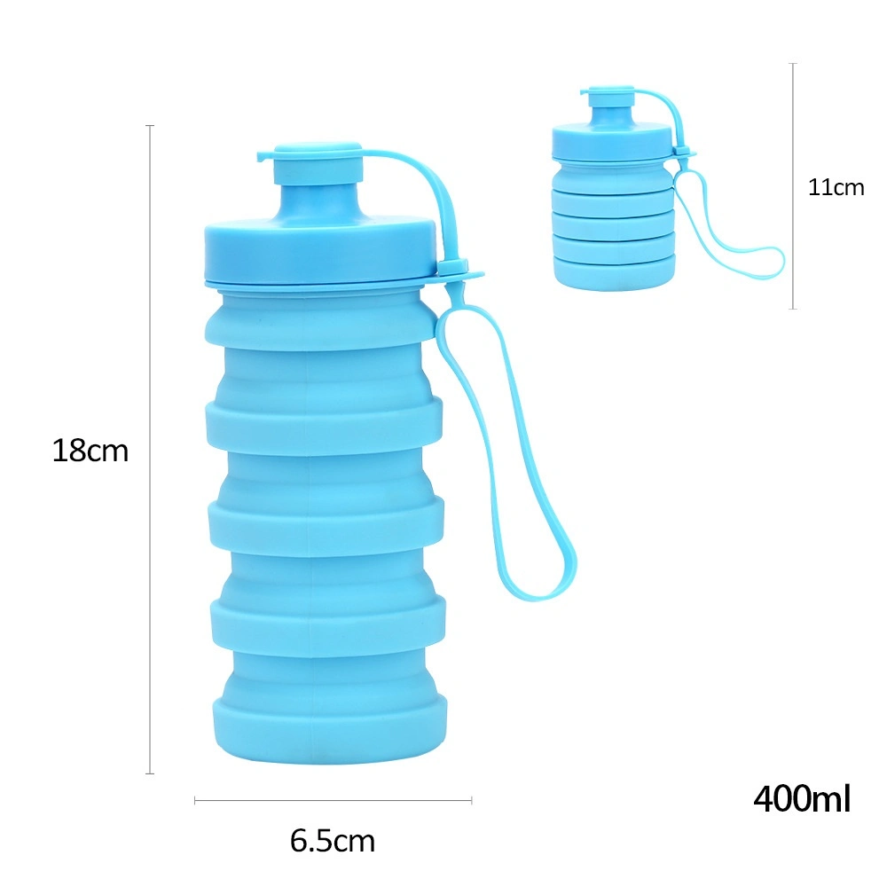 Silicone Sports escamotable pliable portable bouteille d'eau Sports de plein air Tasse de voyage de randonnée de l'eau