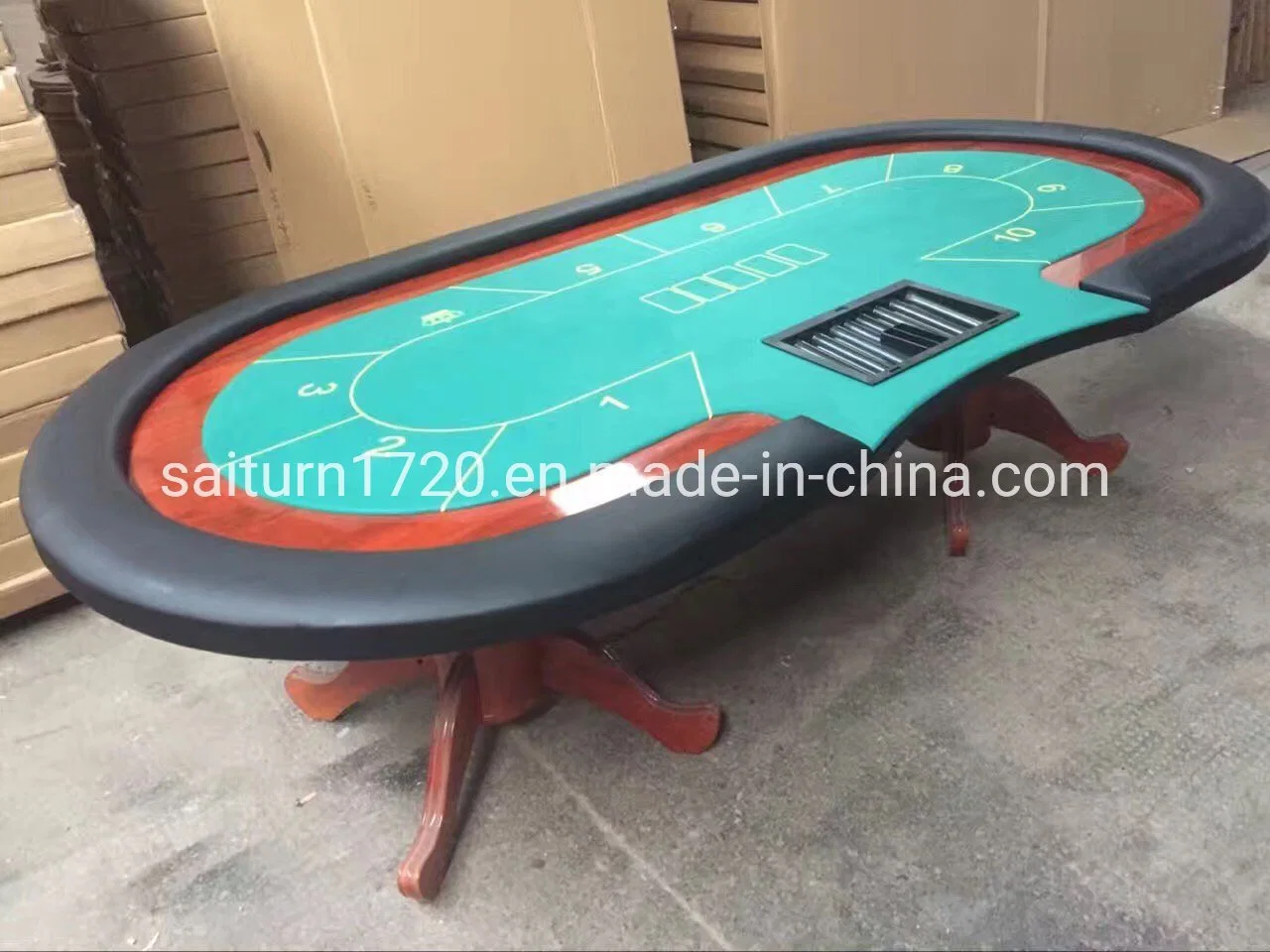 Custom Poker Table with Real Wooden Leg with Dealer Spot