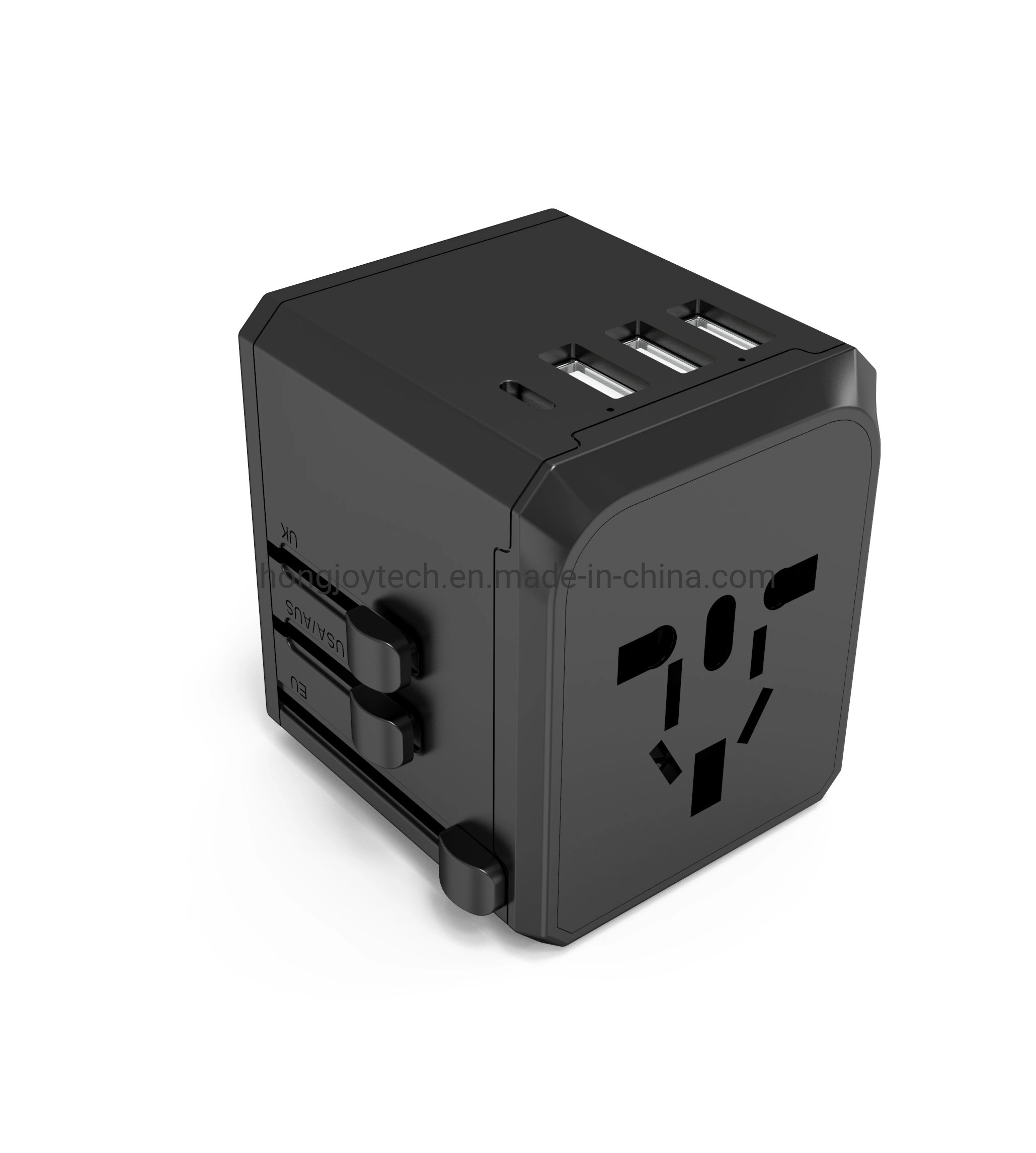 British U. S. A European Australia International DC Charger Universal Travel Power Adapter mit 3 USB-Anschlüssen und Typ-C Schnellladeadapter für digitale Geräte