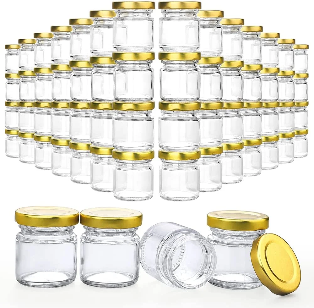 Small 40ml Round Jars Gold Lid Glass Jars for Jam Honey Jelly Wedding Favors Candle Making