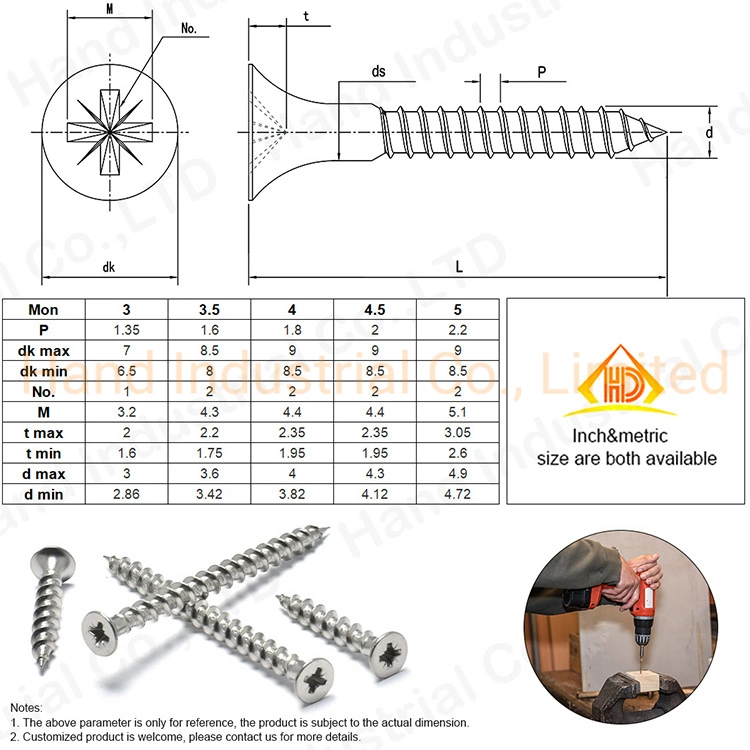 Precio directo de la unidad Facroty Pozi Bugle Jefe de la madera Tornillos Autorroscantes terraza de madera para mueble de articulación