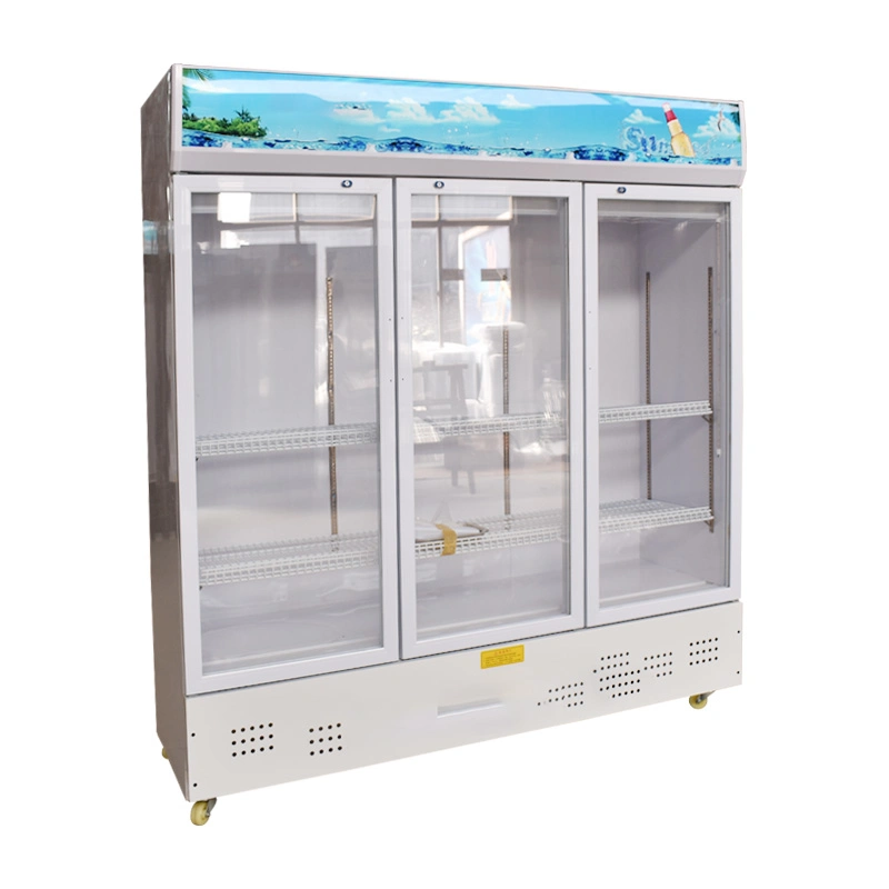 Large Capacity Commercial Upright Clear Transparent Glass Door Display Refrigerator