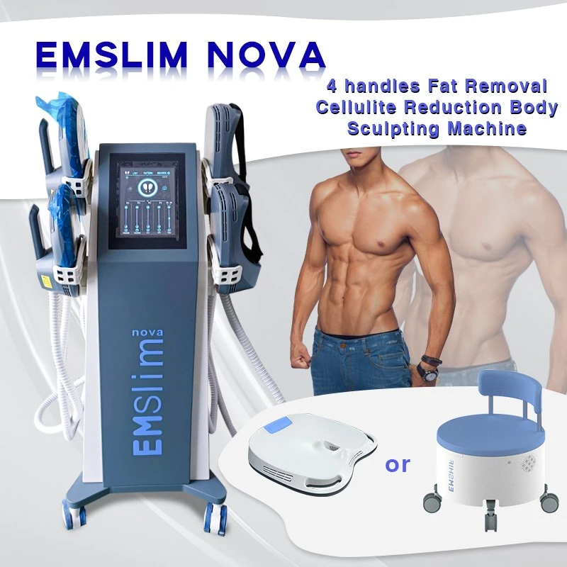 El equipo de belleza RF de máquina de contorno corporal cuerpo adelgaza Butt Levante Estimulador muscular 4 asas de la máquina de escultura de EMS