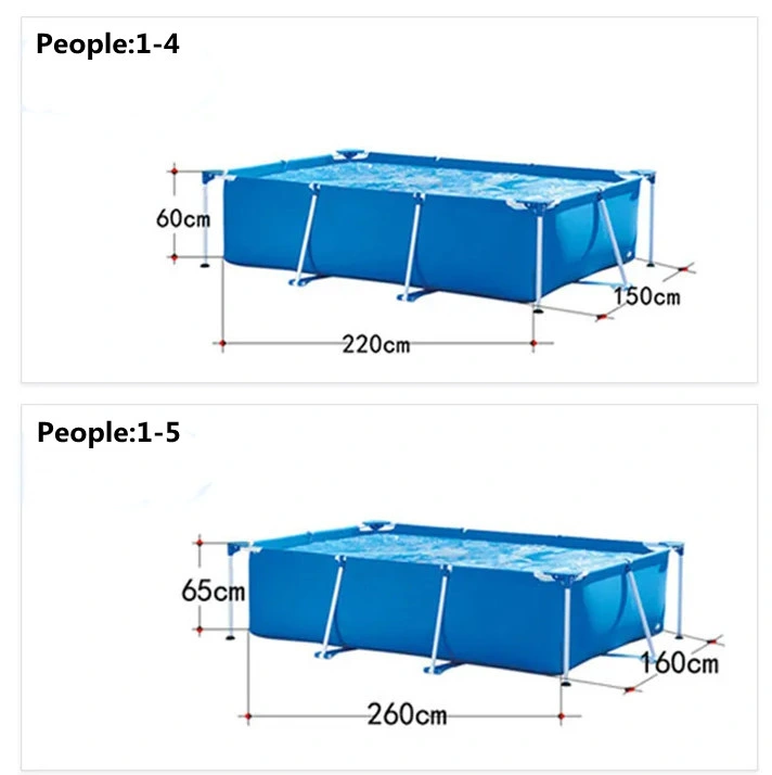 Hot Selling PVC Rectangular Metal Frame Above Ground Swimming Pool (259cm*179cm*66cm)