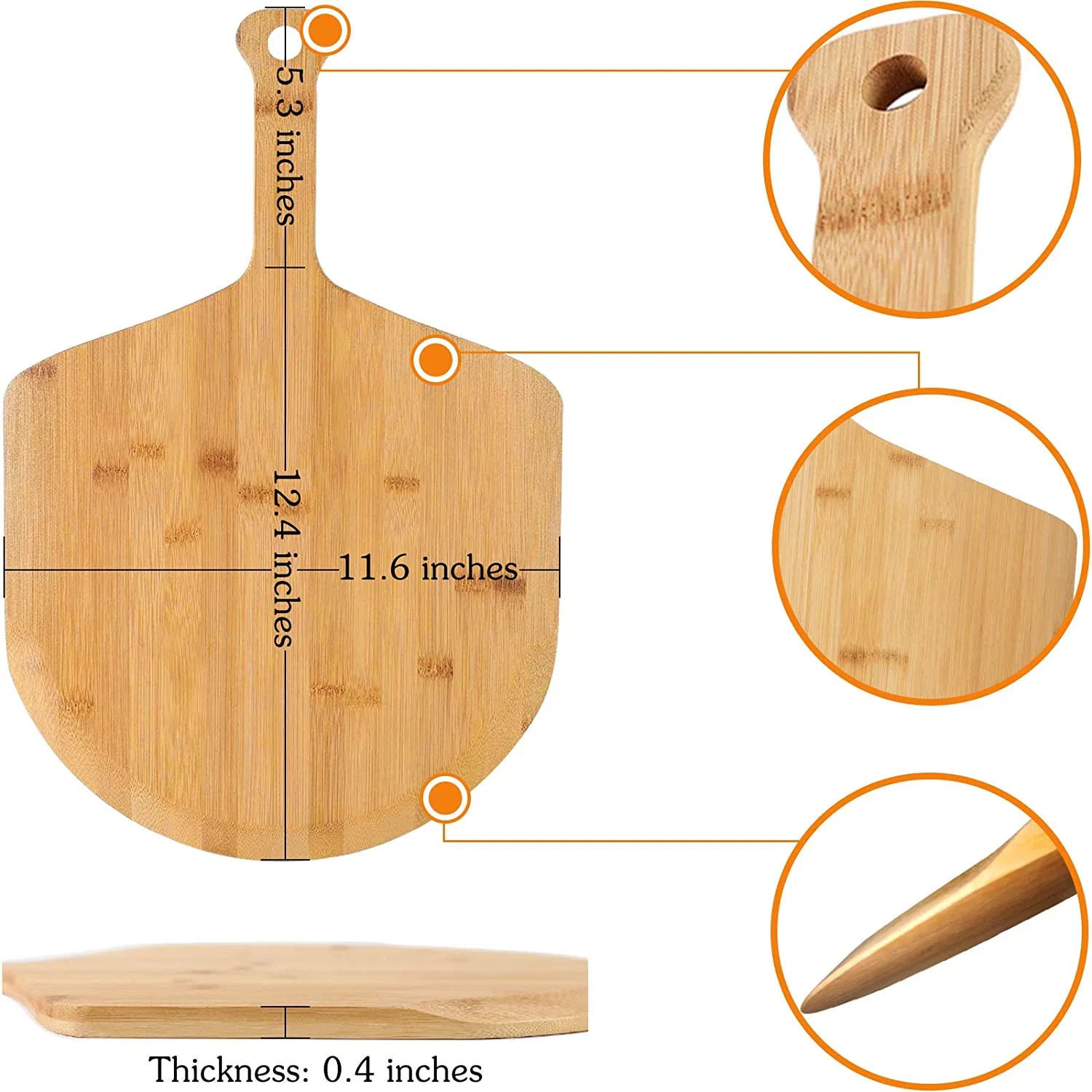 Bamboo Pizza Peel Set Premium Wooden Pizza Paddle Serving Paddle Board Pizza Spatula Paddle Cutter Set