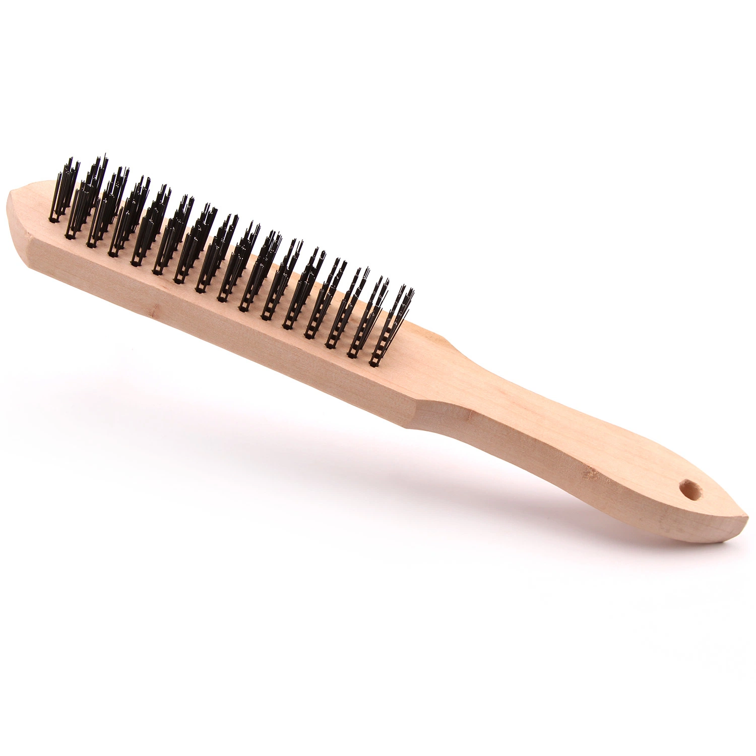 Brosse métallique pour outils à main à vendre à chaud 5*16 gazon de style européen Brosse métallique en acier à poignée en bois