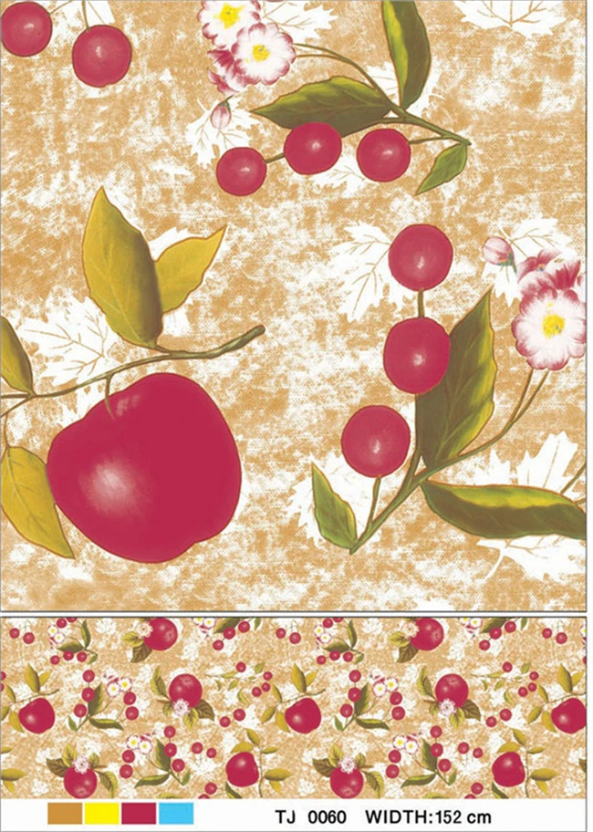 New Designed Friendly LFGB Spunlace Backing PVC Printed Tablecloth with Fruit