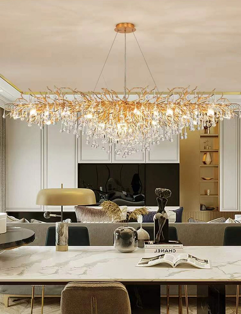 Candeeiro de cristal de cristal com lâmpada decorativa Villa Duplex LED Luxury